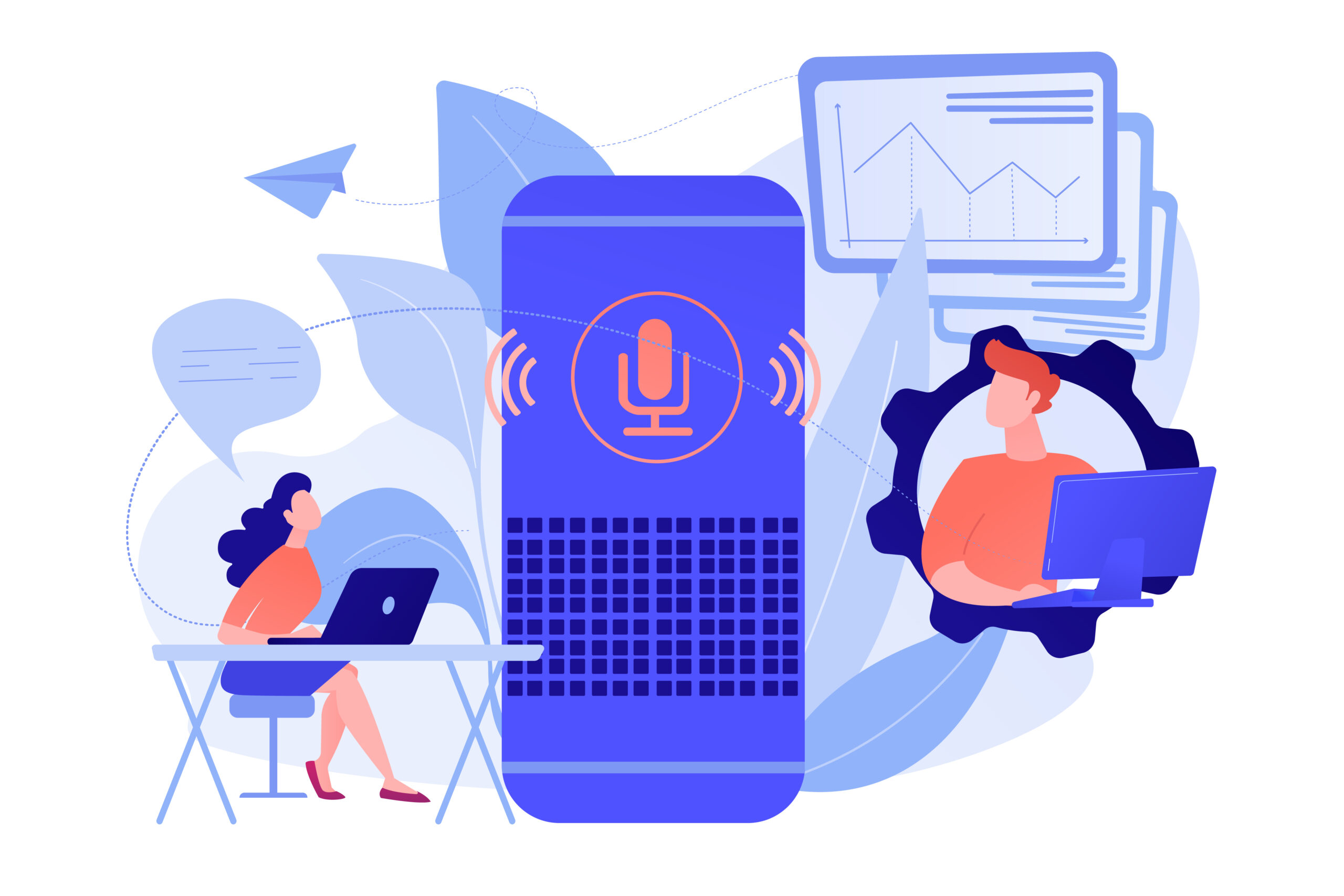 Smart speaker office controller concept vector illustration.